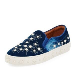 Aquazurra Cosmic Pearls Blue Slip On Sneaker US 6